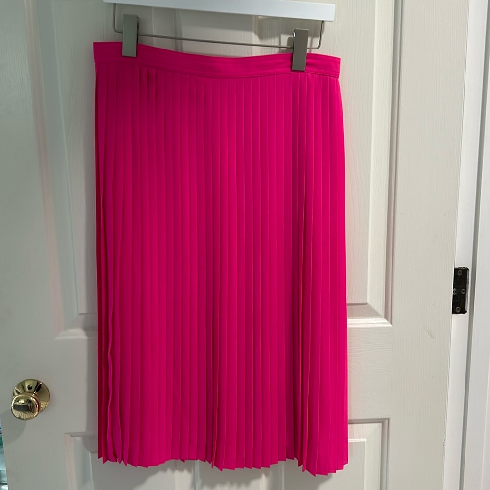JCrew Pink Pleated Midi Skirt